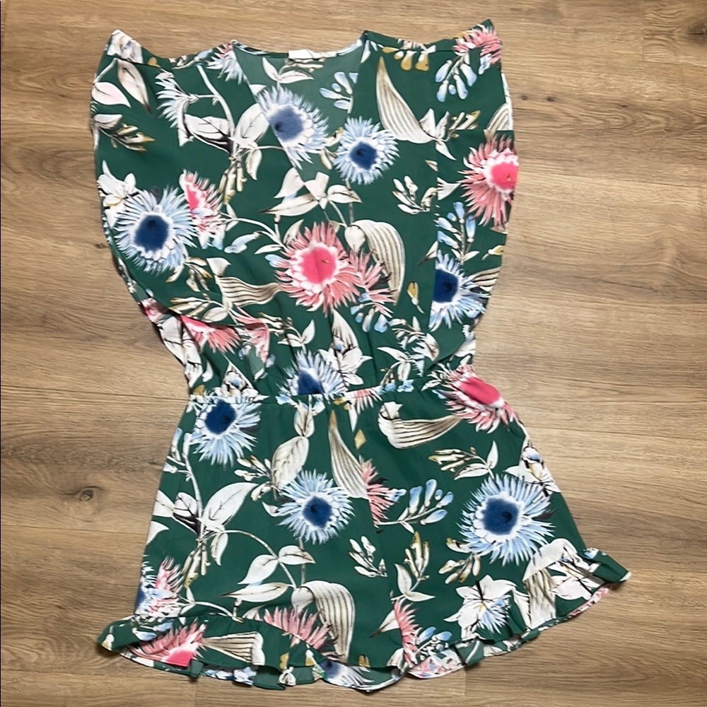 Floral Green Romper